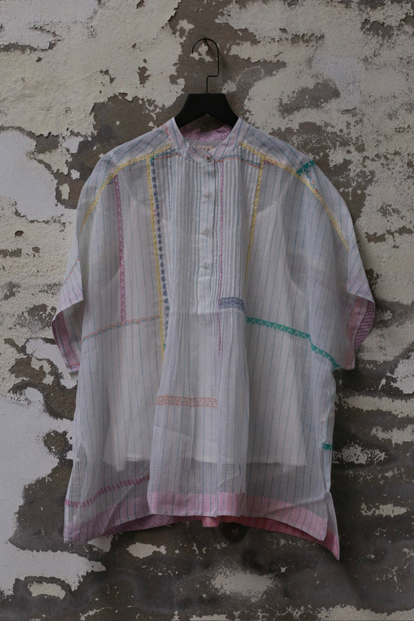 EKA 25 Spring/Summer Stand Collar Loose Fit Top EKA-SS/25/07/ZEAL-WHITE